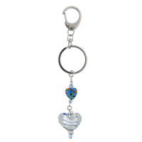 Murano Glass Jewelry - murano glass blue heart keychain Image.