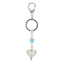Murano Glass Jewelry - murano glass heart white and blue keychain Image.