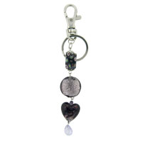 Murano Glass Jewelry - murano glass purple bead black keychain Image.
