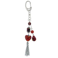 Murano Glass Jewelry - murano glass red bead double strand keychain Image.