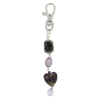 Murano Glass Jewelry - murano glass purple bead white keychain Image.