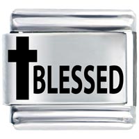 Italian Charms - blessed cross laser italian charm Image.