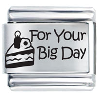 Italian Charms - birthday cake for your big day laser italian charm Image.