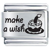 Italian Charms - make a wish birthday laser italian charm Image.