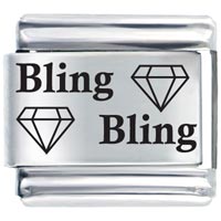Italian Charms - bling bling diamond drawing laser italian charm Image.