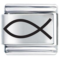 Italian Charms - bold laser christian fish italian charm Image.