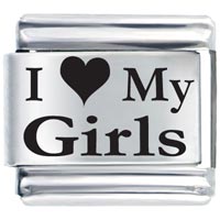 Italian Charms - laser i heart my girls italian charm Image.