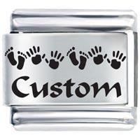 L_AA0008: custom hand foot laser italian charm Image.
