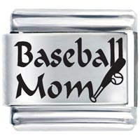 Italian Charms - art font baseball mom laser italian charm Image.