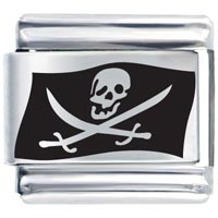 Italian Charms - skeleton pirate laser italian charm Image.