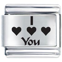 Italian Charms - word i heart you laser italian charm Image.