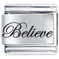 Italian Charms - edwardian script font believe laser italian charm Image.
