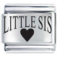 Italian Charms - little sis heart laser italian charm Image.