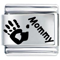 Italian Charms - hand print mommy laser italian charm Image.