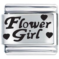 Italian Charms - flower girl laser italian charm Image.