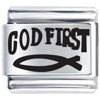 Italian Charms - god first laser italian charm Image.