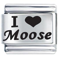 Italian Charms - i heart moose laser italian charm Image.