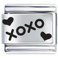 Italian Charms - hearts xoxo hugs kisses laser italian charm Image.