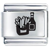Italian Charms - fried food with ketchup laser italian charm Image.
