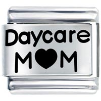 Italian Charms - daycare mom heart laser italian charm Image.