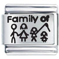 Italian Charms - family tree of father mother and two children laser italian charm Image.