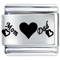 Italian Charms - mom heart dad laser italian charm Image.