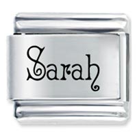 Italian Charms - acadian font name sarah laser italian charm Image.