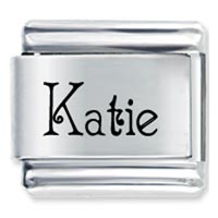 Italian Charms - acadian font name katie laser italian charm Image.