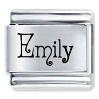 Italian Charms - acadian font name emily laser italian charm Image.
