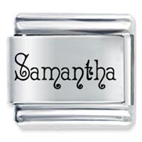 Italian Charms - acadian font name samantha laser italian charm Image.