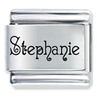 Italian Charms - acadian font name stephanie laser italian charm Image.