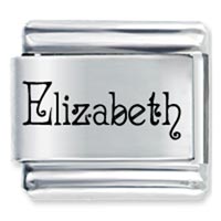 Italian Charms - acadian font name elizabeth laser italian charm Image.