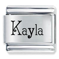 Italian Charms - acadian font name kayla laser italian charm Image.