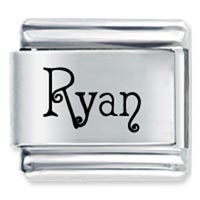 Italian Charms - acadian font name ryan laser italian charm Image.