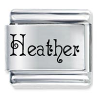Italian Charms - acadian font name heather laser italian charm Image.