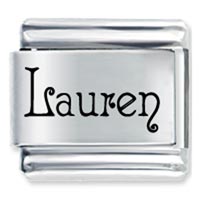 Italian Charms - acadian font name lauren laser italian charm Image.