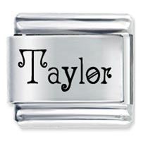 Italian Charms - acadian font name taylor laser italian charm Image.