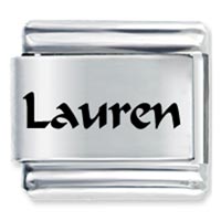 Italian Charms - calligrapher regular font name lauren laser italian charm Image.
