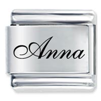 Italian Charms - edwardian script font name anna laser italian charm Image.