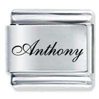 Italian Charms - edwardian script font name anthony laser italian charm Image.