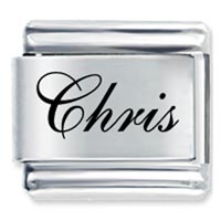 Italian Charms - edwardian script font name chris laser italian charm Image.