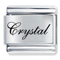 Italian Charms - edwardian script font name crystal laser italian charm Image.