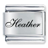 Italian Charms - edwardian script font name heather laser italian charm Image.