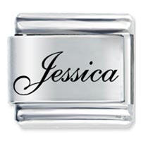 Italian Charms - edwardian script font name jessica laser italian charm Image.