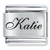 Italian Charms - edwardian script font name katie laser italian charm Image.