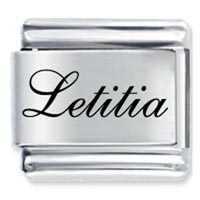 Italian Charms - edwardian script font name letitia laser italian charm Image.