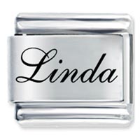 Italian Charms - edwardian script font name linda laser italian charm Image.