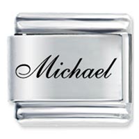 Italian Charms - edwardian script font name michael laser italian charm Image.