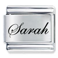 Italian Charms - edwardian script font name sarah laser italian charm Image.