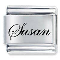 Italian Charms - edwardian script font name susan laser italian charm Image.